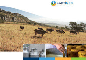 Landscape, milk, cheese, cows and LACTIMED logo