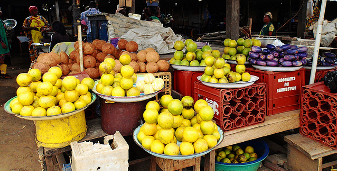 fruits and vegetables in an African market