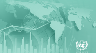 Mapmonde à plat et graphique sur fond vert